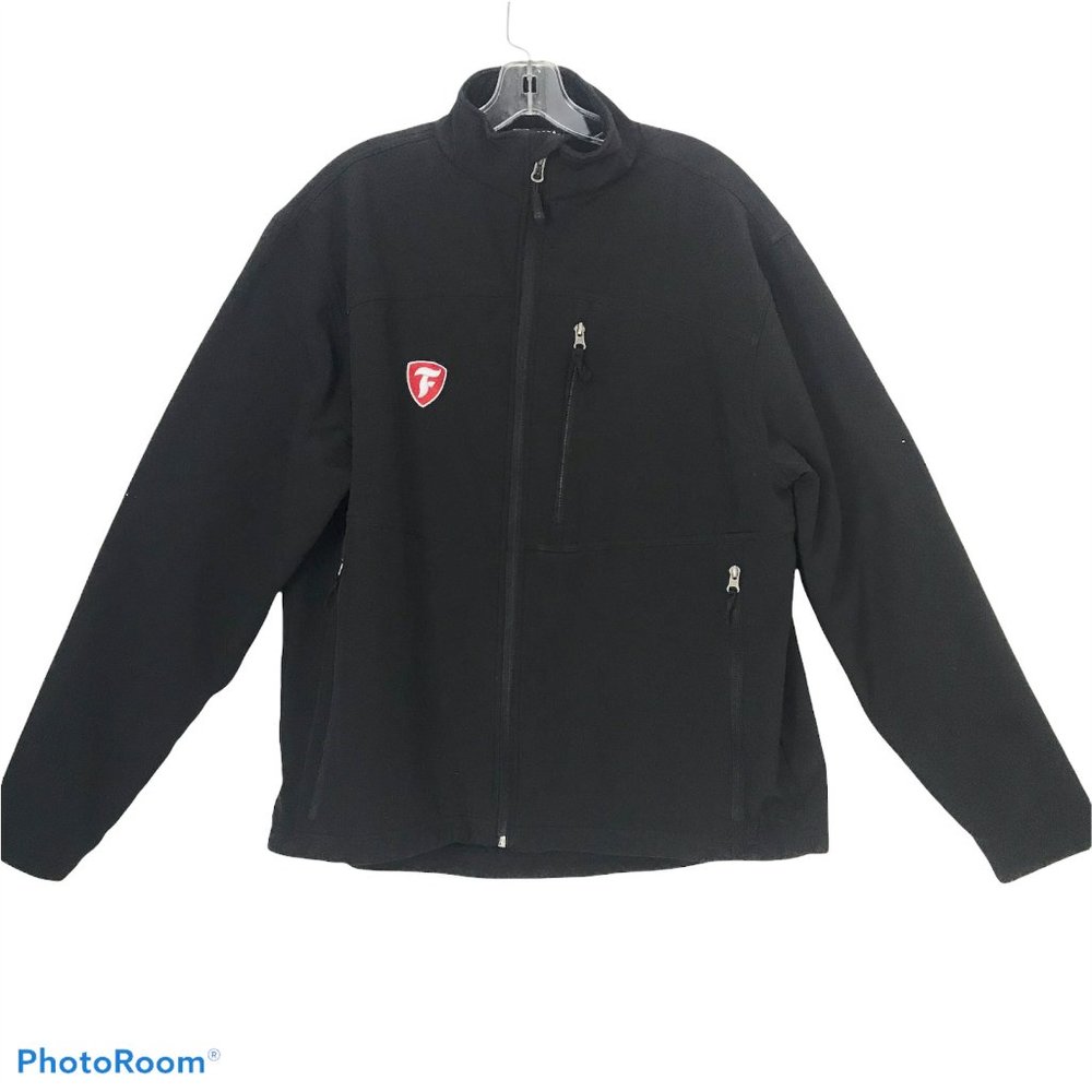 FOSSA Jacket Mens L Black Wind Resistant Fleece Lined Full Zip